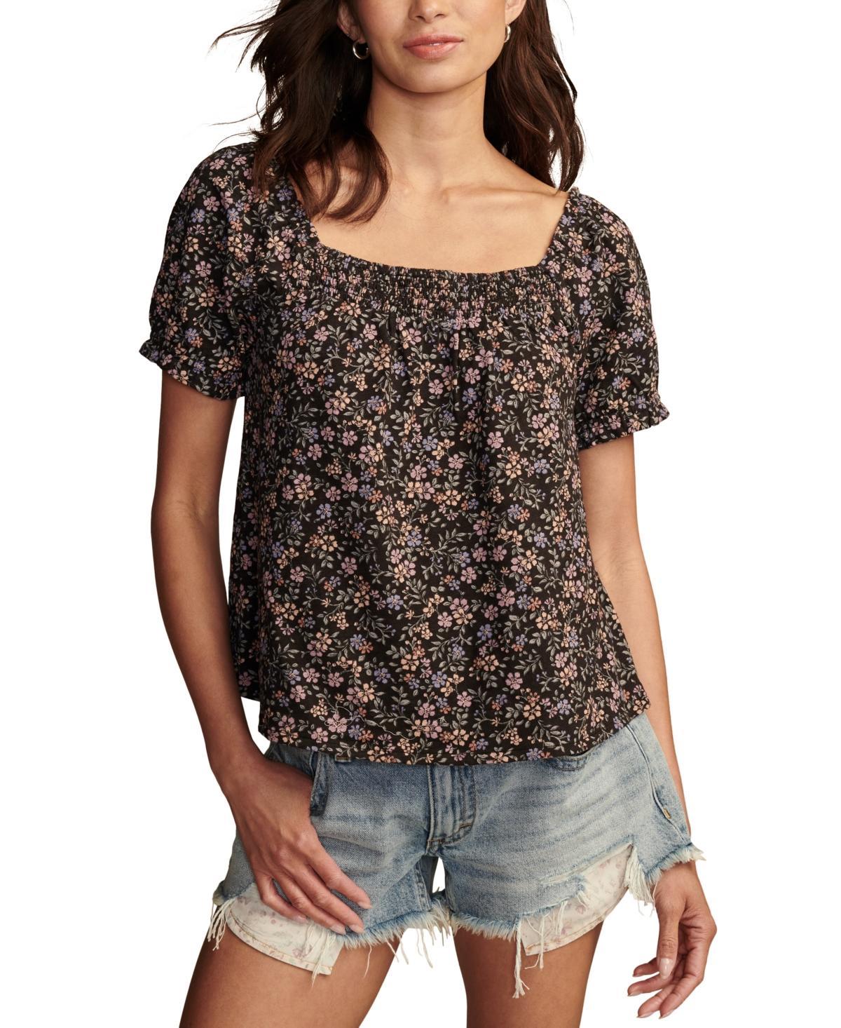 Lucky Brand Womens Cotton Printed Short-Sleeve Top Product Image