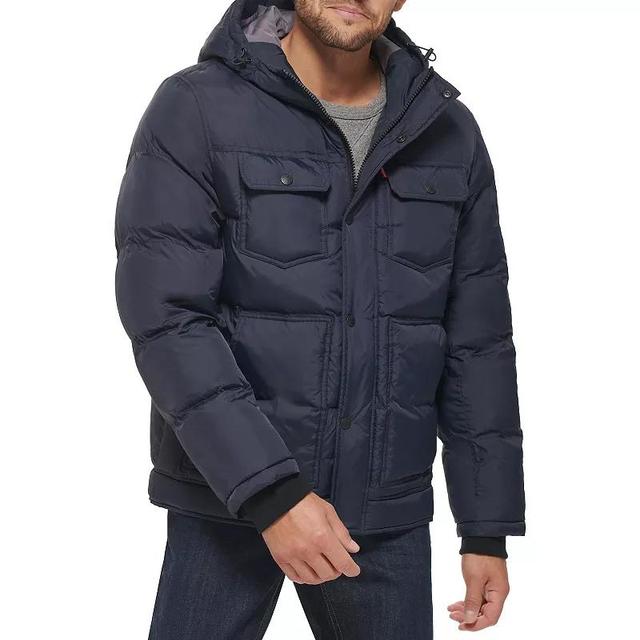 Mens Levis Heavyweight Hooded Puffer Jacket Green Product Image