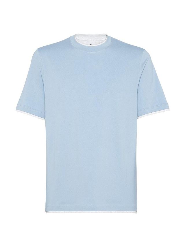 Mens Cotton Jersey Crew Neck T-Shirt With Faux Layering Product Image