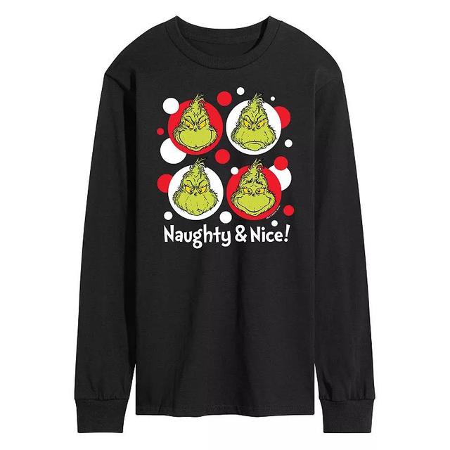 Mens Dr. Seuss Grinch Naughty & Nice Long Sleeve Tee Product Image