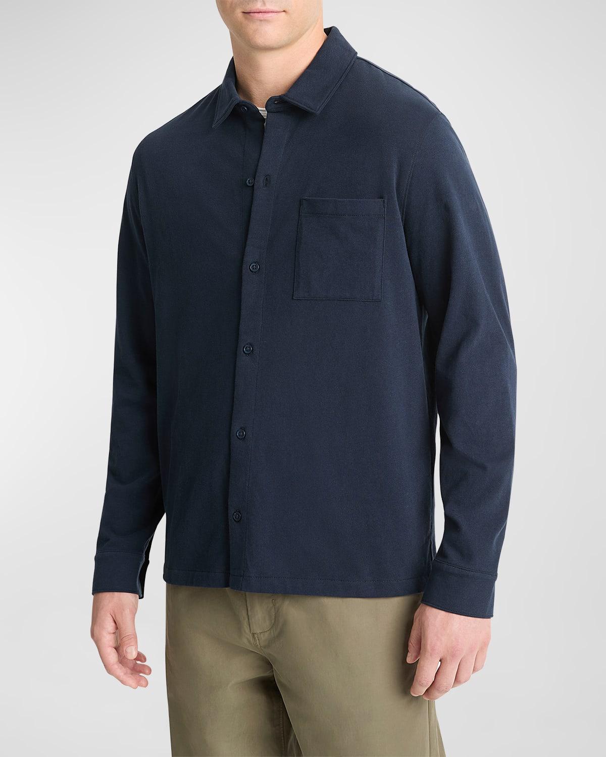 Men's Sueded Jersey Casual Button-Down Shirt Product Image