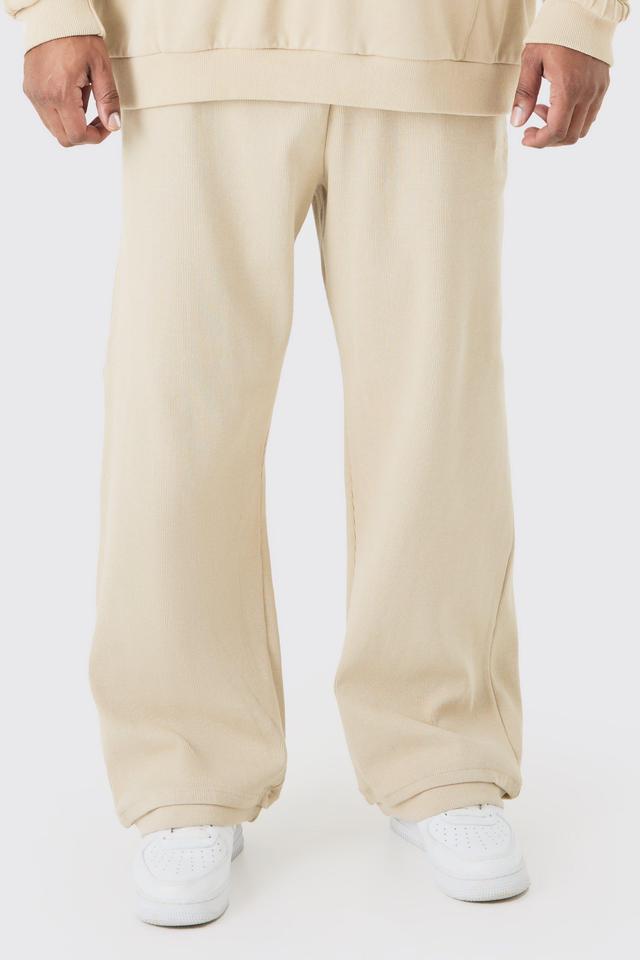 Plus EDITION Straight Ribbed Heavyweight Split Hem Jogger | boohooMAN USA Product Image