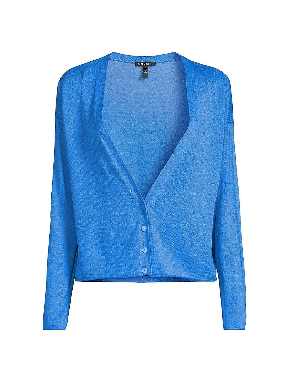 Womens Linen-Cotton V-Neck Cardigan product image