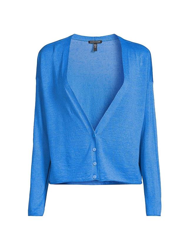 Womens Linen-Cotton V-Neck Cardigan Product Image