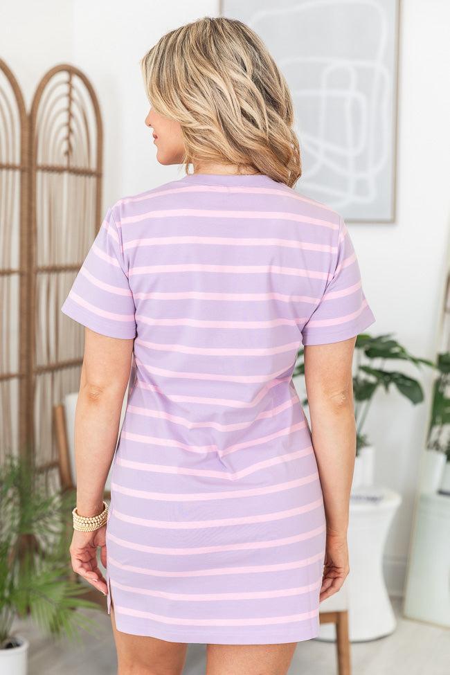 Never A Dull Moment Purple and Pink Striped T-Shirt Dress FINAL SALE Product Image