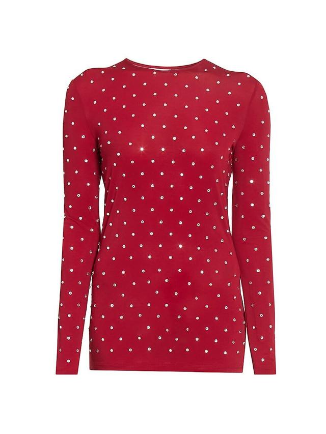 Womens Rhinestone-Embellished Long-Sleeve Top Product Image