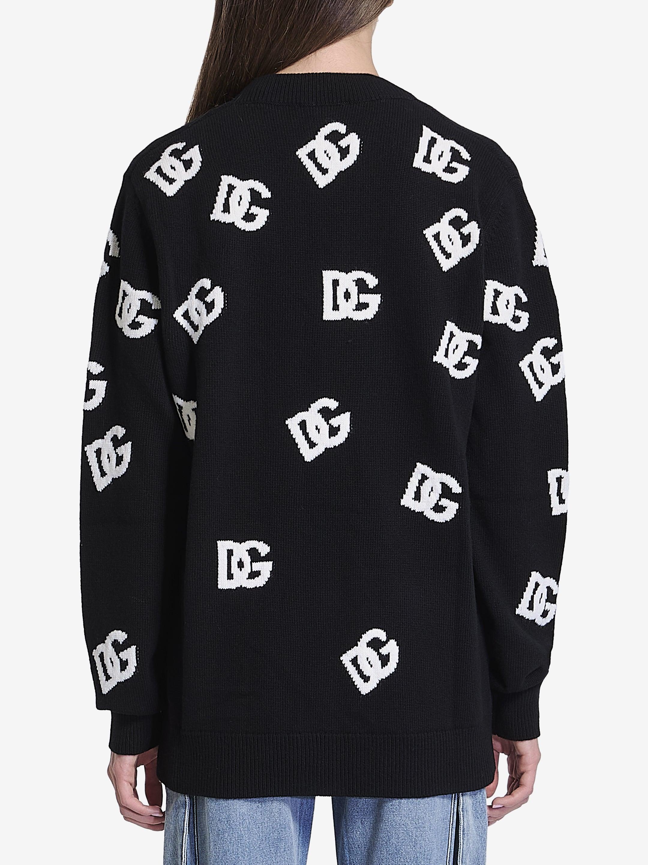 DOLCE & GABBANA Dg Logo Wool Cardigan In Black Product Image