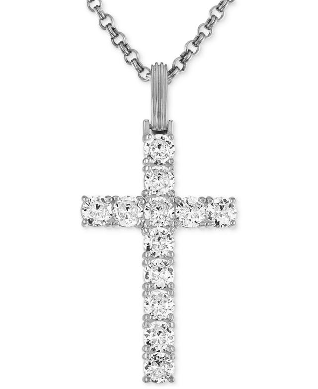 Esquire Mens Jewelry Black Cubic Zirconia Cross Pendant in Black Ruthenium-Plated Sterling (Also in White Cubic Zirconia), Created for Macys Product Image