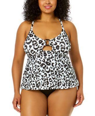 Anne Cole Plus Size O Ring Keyhole Tankini Top High Waist Bikini Bottoms Product Image