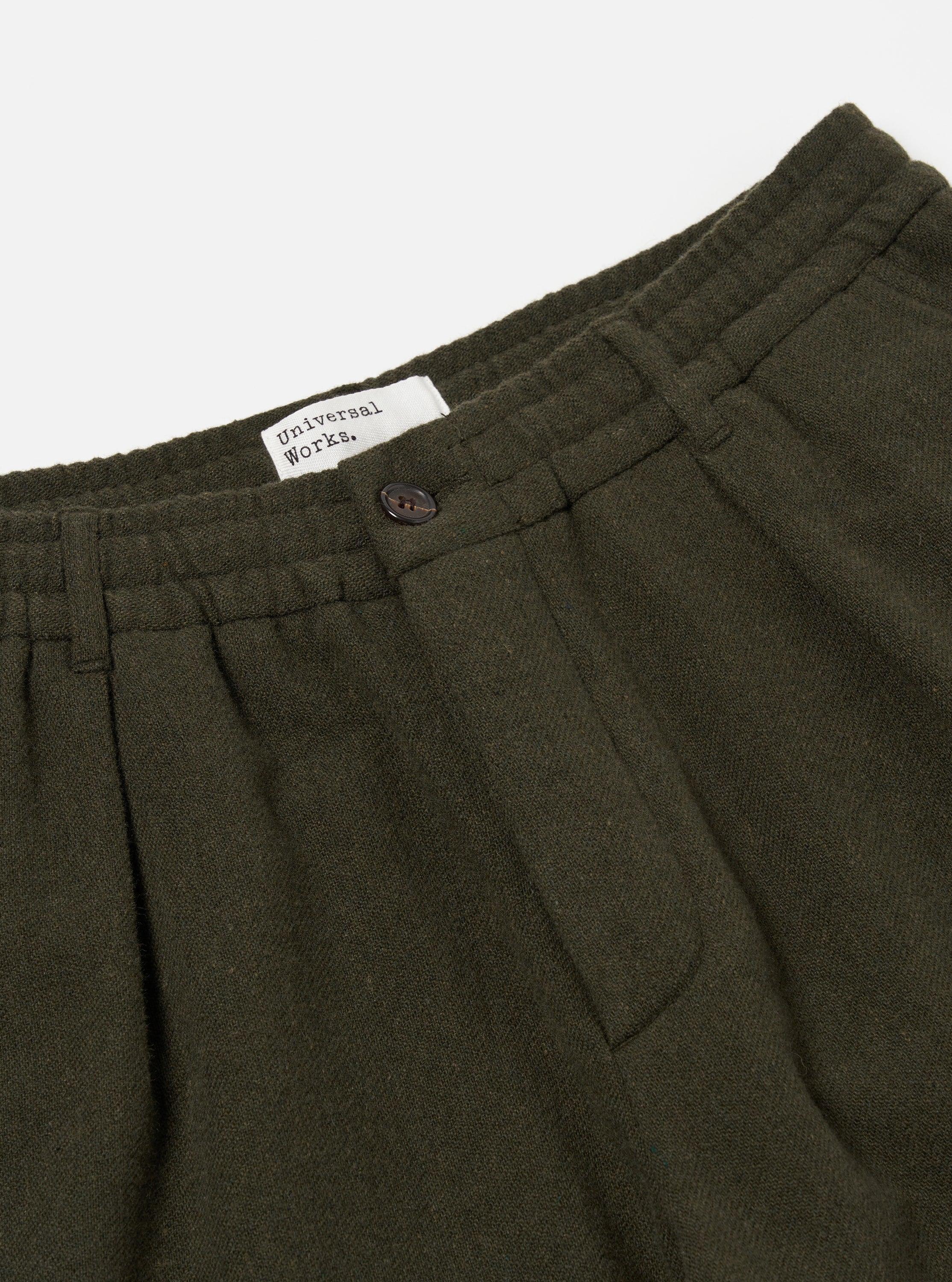 Universal Works Oxford Pant in Olive Recycled Soft Wool Product Image