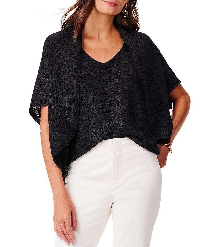 NIC + ZOE Sleek Cocoon Knit Open Front Short Kimono Sleeve Curved Hem Cardigan Product Image