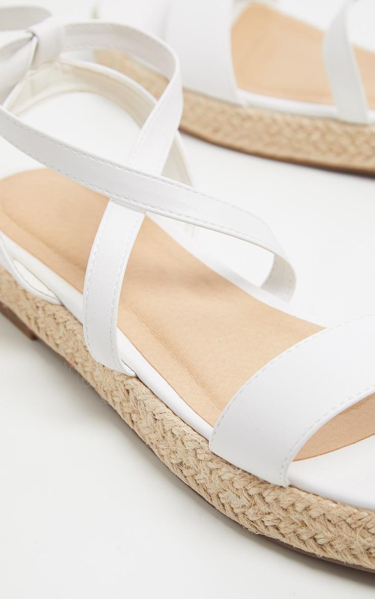 White Lace Up Espadrille Flatform Sandal Product Image