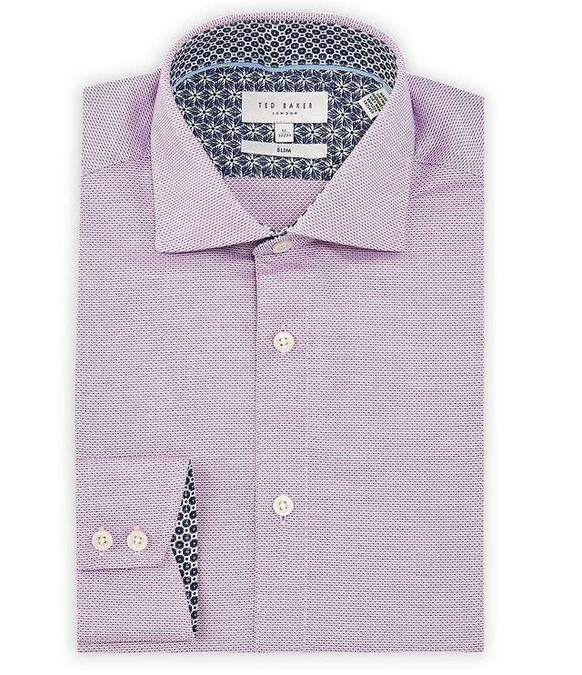 Ted Baker London Molena Stretch Slim Fit Spread Collar Semi-Plain Textured Dress Shirt Product Image