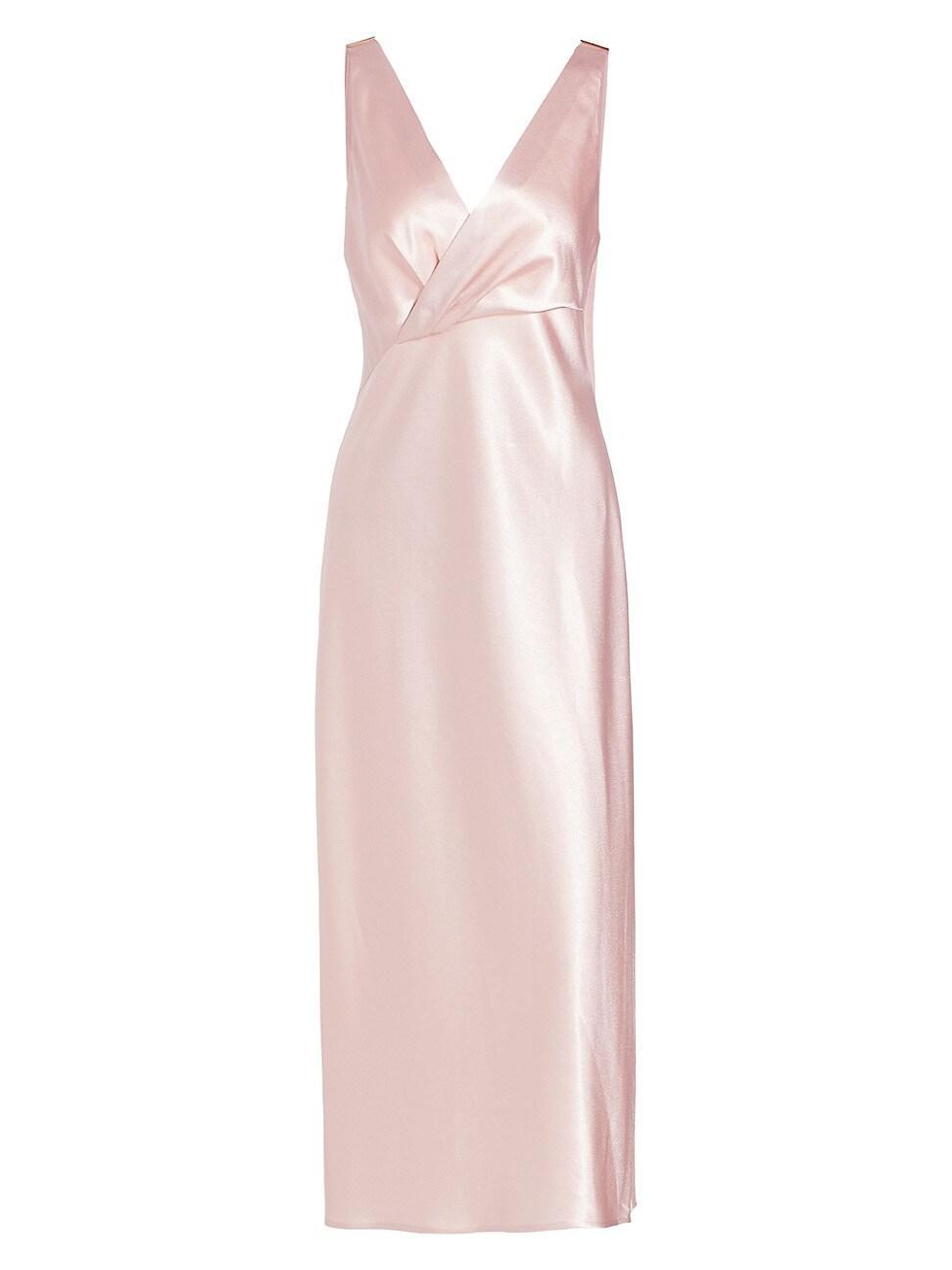 Womens Satin V-Neck Cocktail Dress Product Image