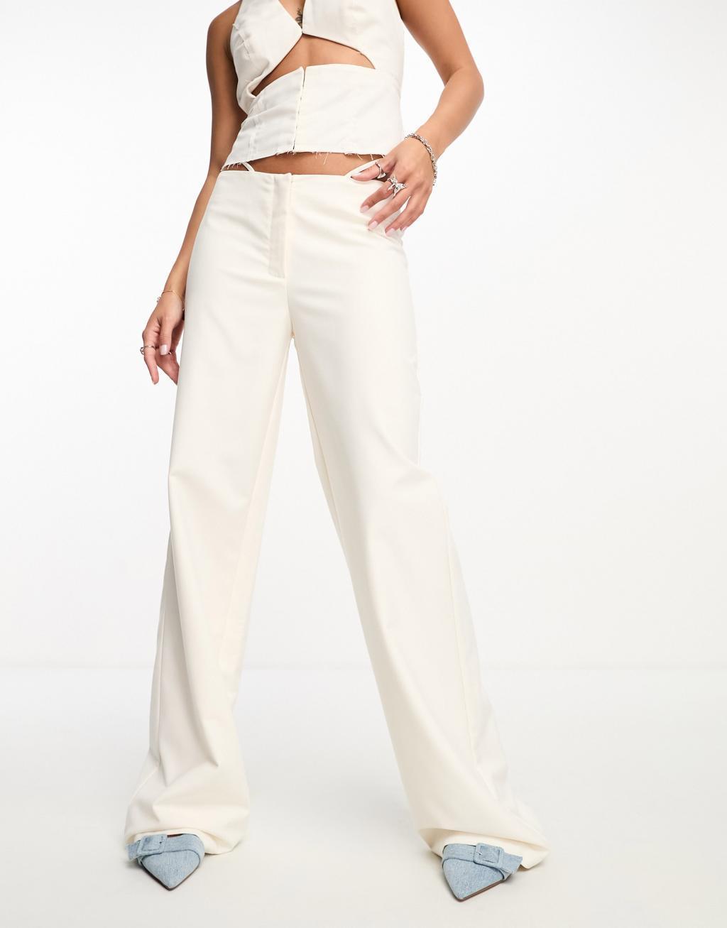 Kyo The Brand strappy waist detail pants in white - part of a set Product Image