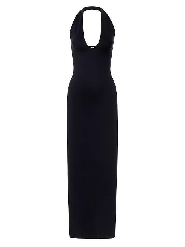 Scuba Halter V-Neck Maxi Dress Product Image