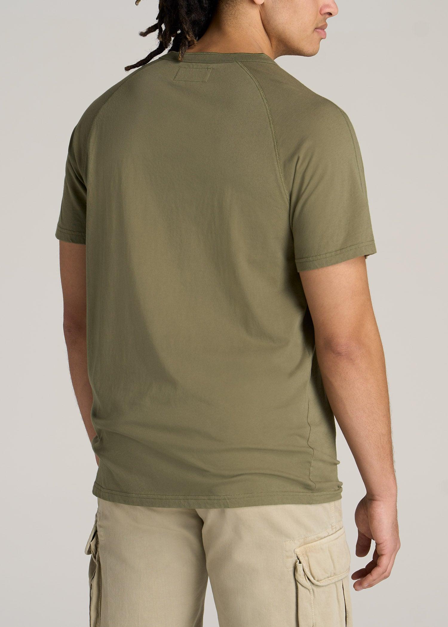 LJ&S REGULAR-FIT Jersey Henley Tee for Tall Men in Vintage Moss Green Male Product Image