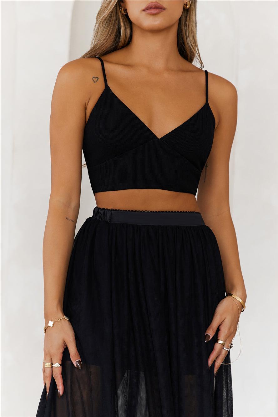 HELLO MOLLY Daylight Parties Crop Top Black Product Image