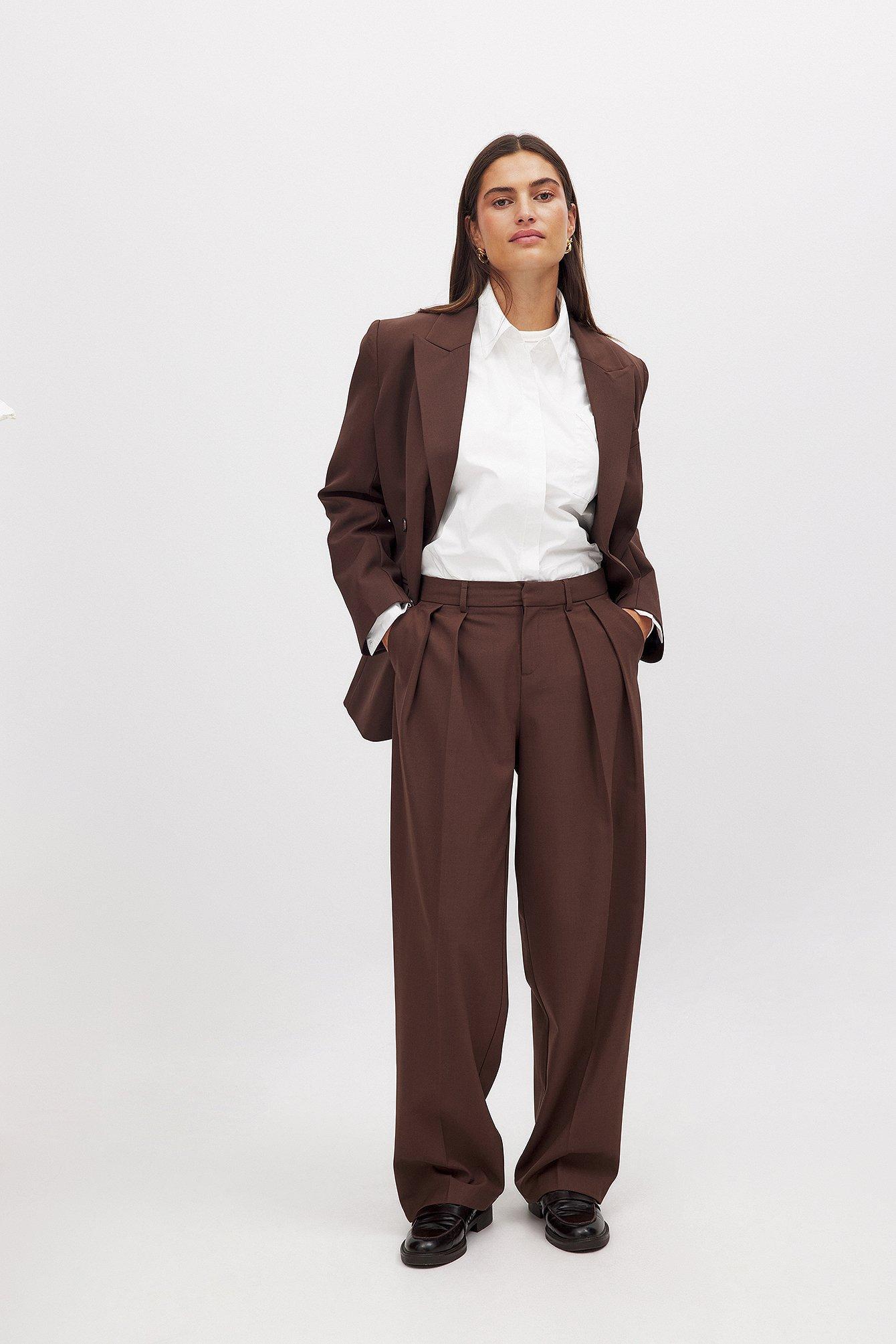 Wool Blend Wide Leg Suit Pants Product Image