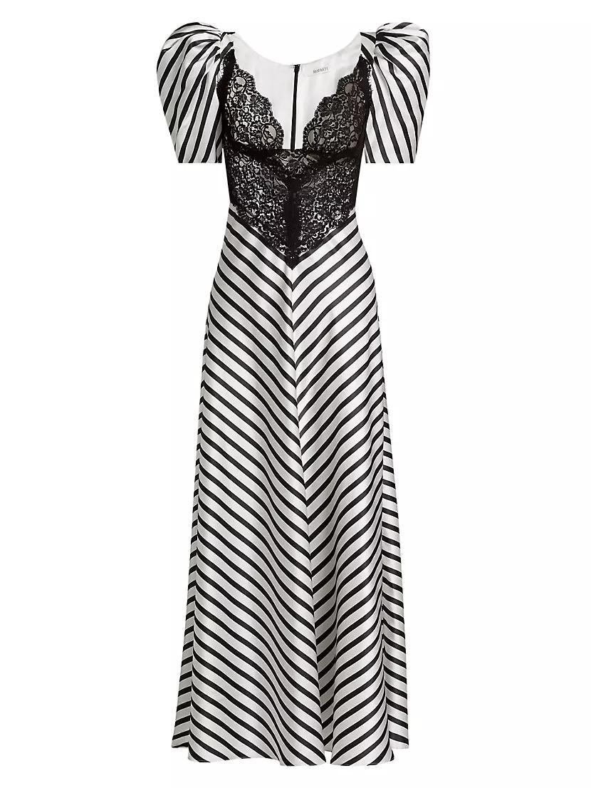 Beetlejuice II x Rodarte Stripe Lace Bodice Maxi Dress Product Image