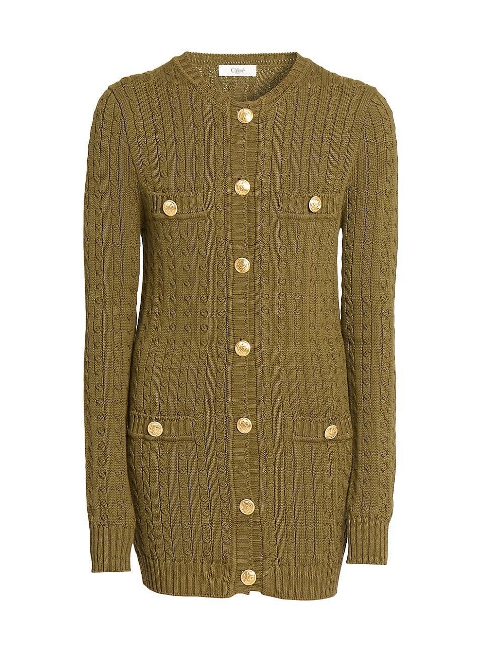 Womens Cotton Cable-Knit Minidress Product Image