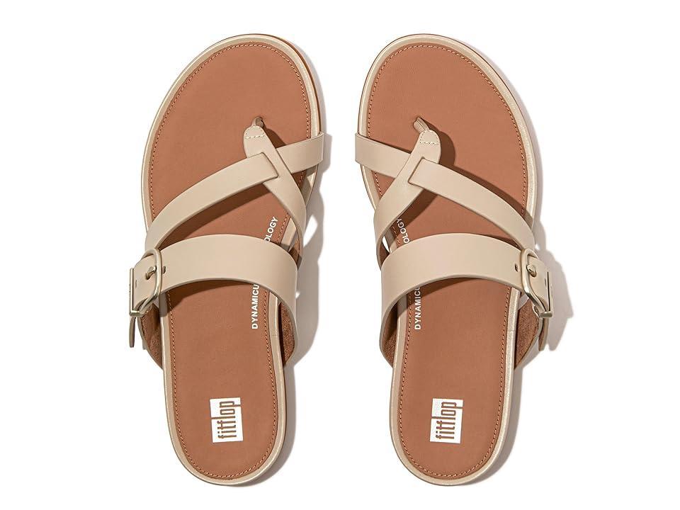 FitFlop Gracie Buckle Leather Strappy Toe-Post Sandals (Stone Beige) Women's Sandals Product Image