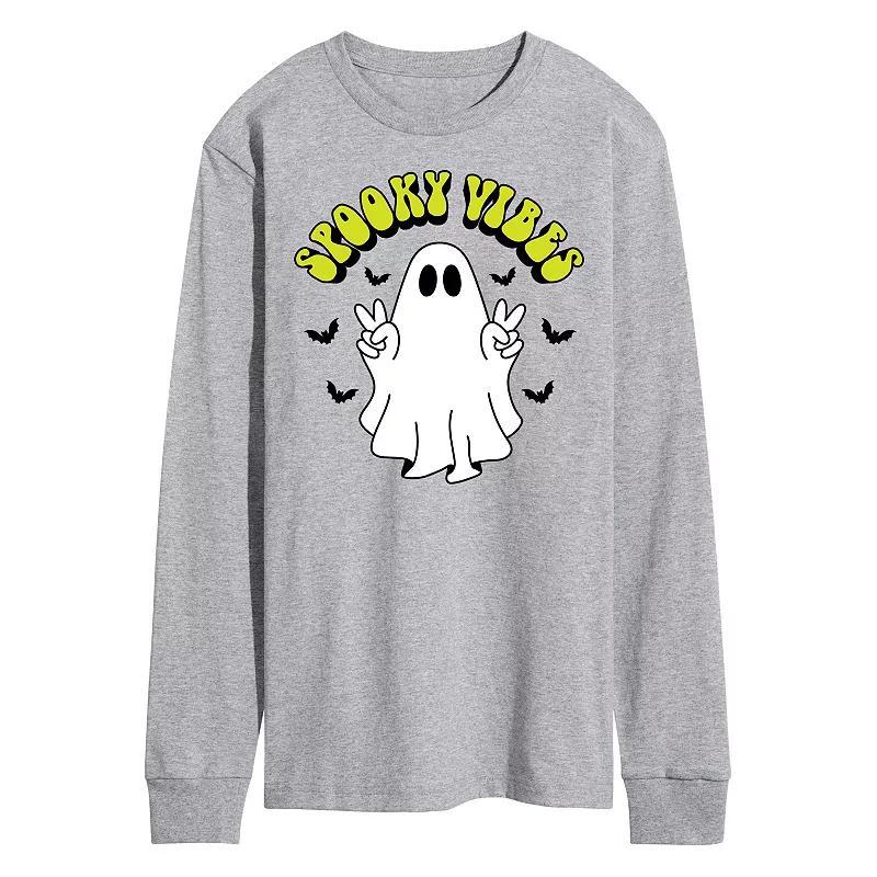 Mens Spooky Vibes Ghost Long Sleeve Graphic Tee Product Image