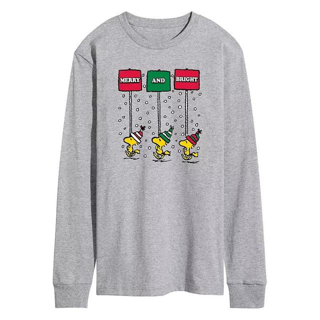 Mens Peanuts Woodstock Merry & Bright Long Sleeve Graphic Tee Product Image