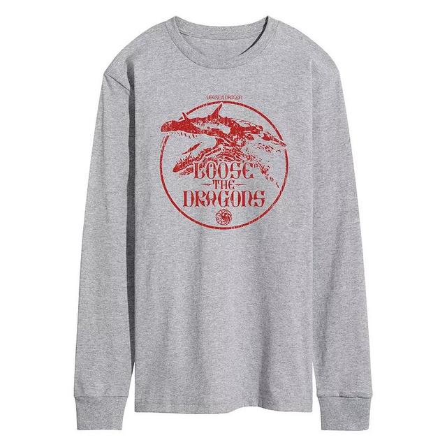 Mens House Of The Dragon Loose The Dragons Long Sleeve Graphic Tee Grey Gray Product Image