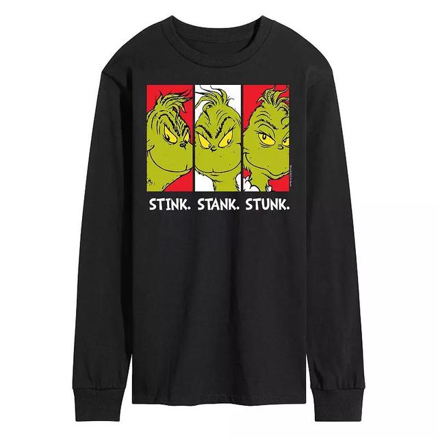 Mens Dr. Seuss Grinch Stink Stank Stunk Long Sleeve Tee Blue Product Image