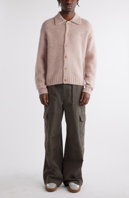 Shetland Wool Polo Cardigan In Pink Product Image