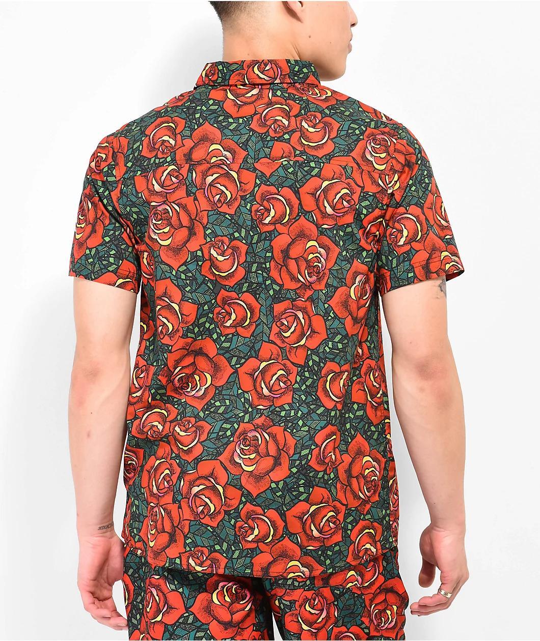 Empyre Otto Floral Red Short Sleeve Button Up Shirt Product Image