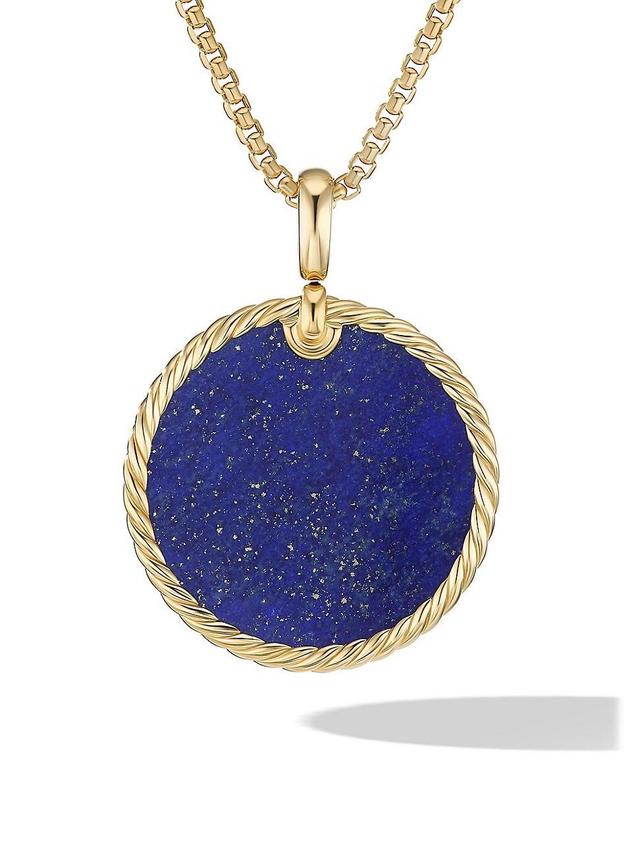 David Yurman Dy Elements Disc Pendant in 18K Yellow Gold with Lapis Product Image