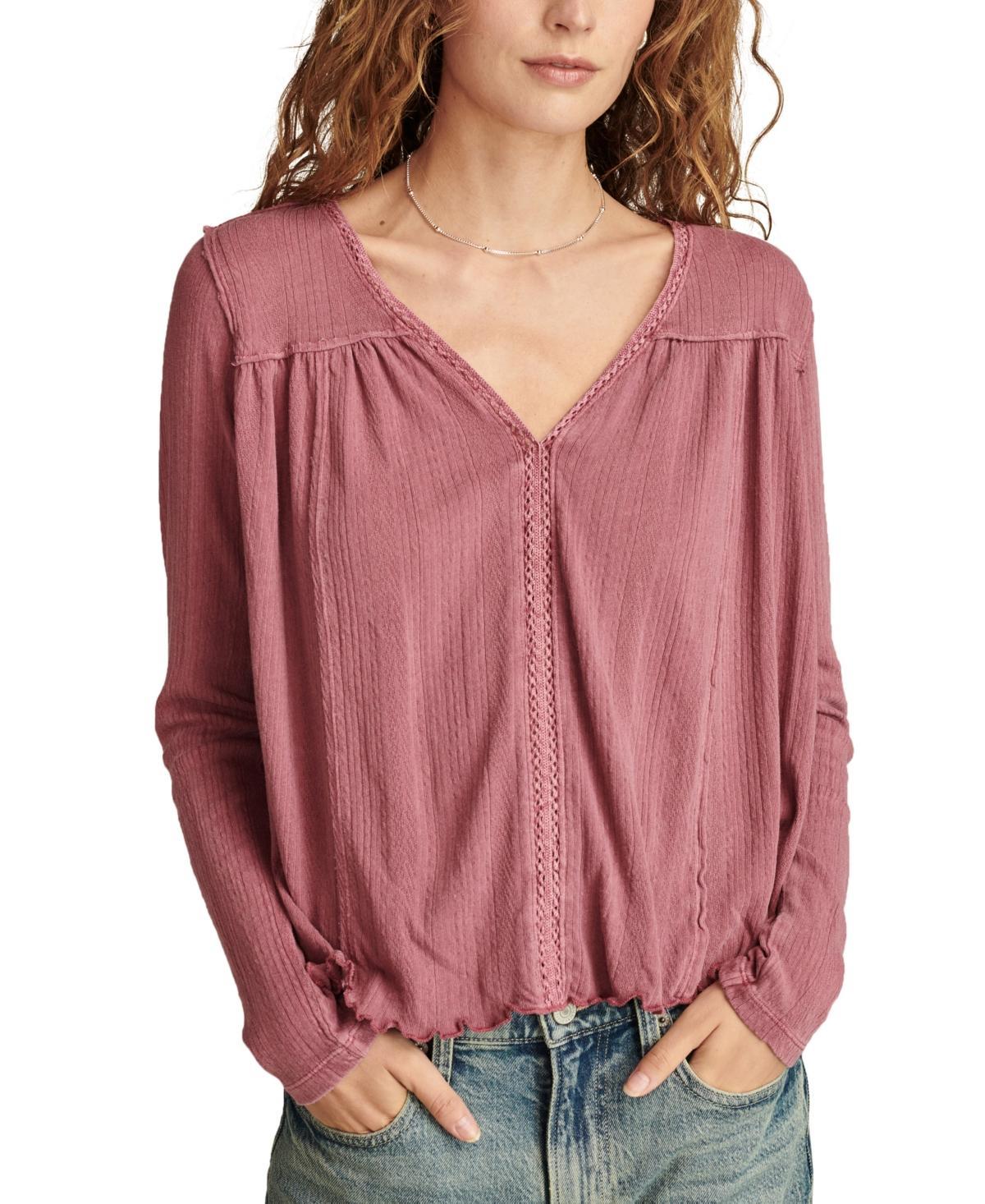 Lucky Brand Womens Ladder Trim Long-Sleeve Tunic Top Product Image