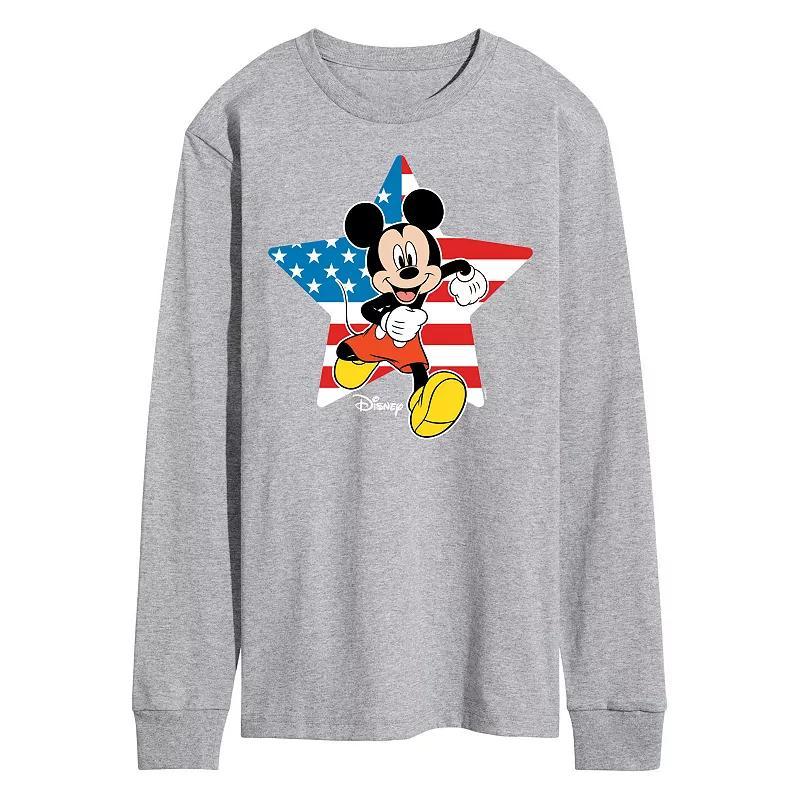 Disneys Mickey Mouse Mens USA Flag Long Sleeve Blue Product Image