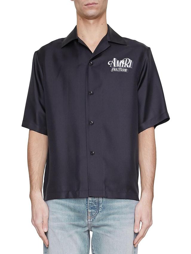 Mens Amiri Credits Silk Bowling Shirt Product Image