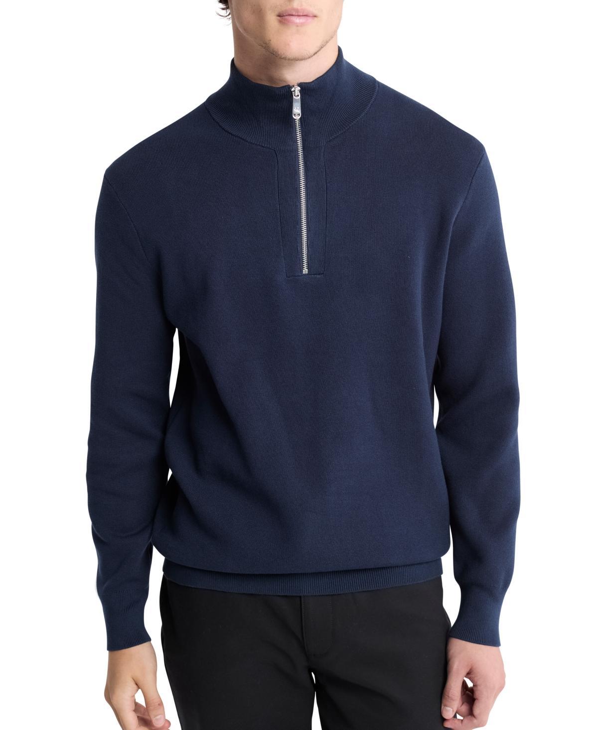 Calvin Klein Mens Classic-Fit Quarter-Zip Supima Cotton Sweater Product Image