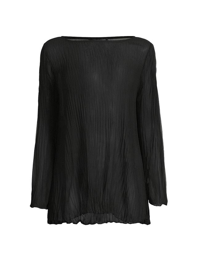 Womens Boatneck Pleated Silk Tunic Product Image