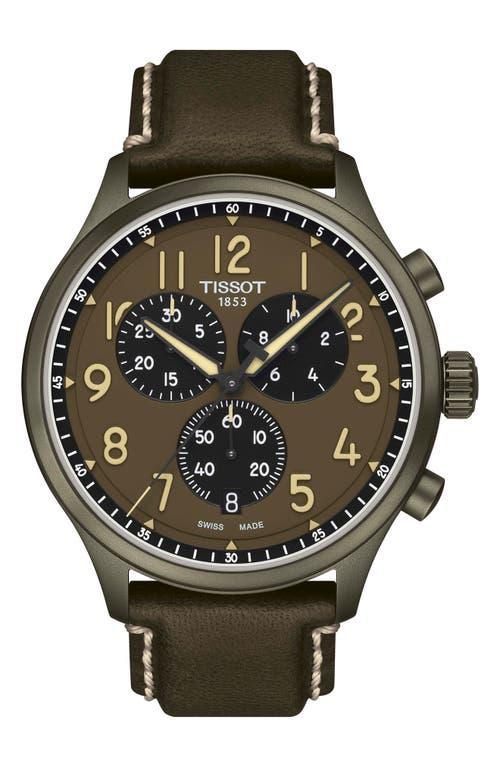 Tissot Mens Chrono XL Quartz Chronograph Khaki Leather Strap Watch Product Image