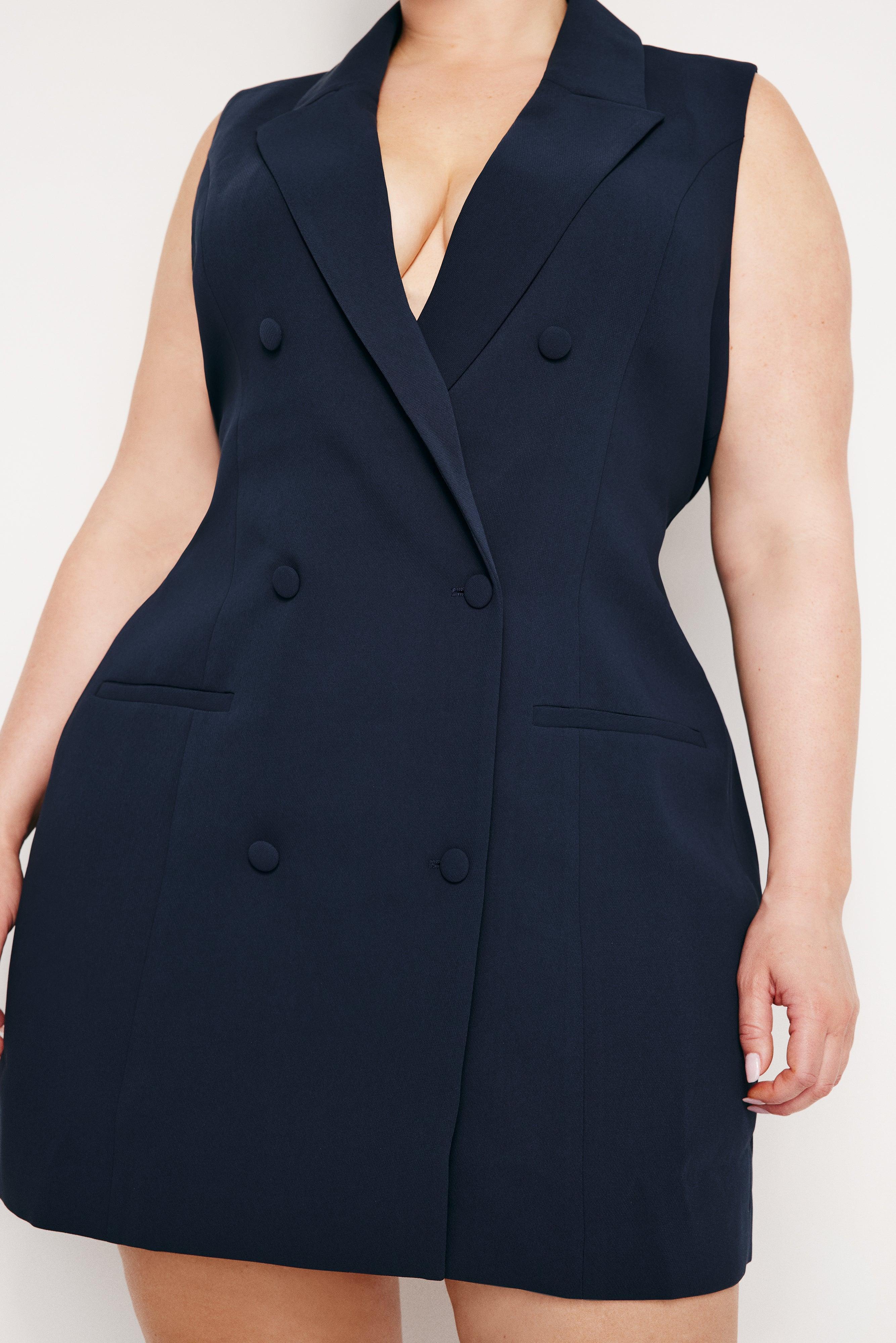 LUXE SUITING MINI DRESS | NEW NAVY002 Product Image