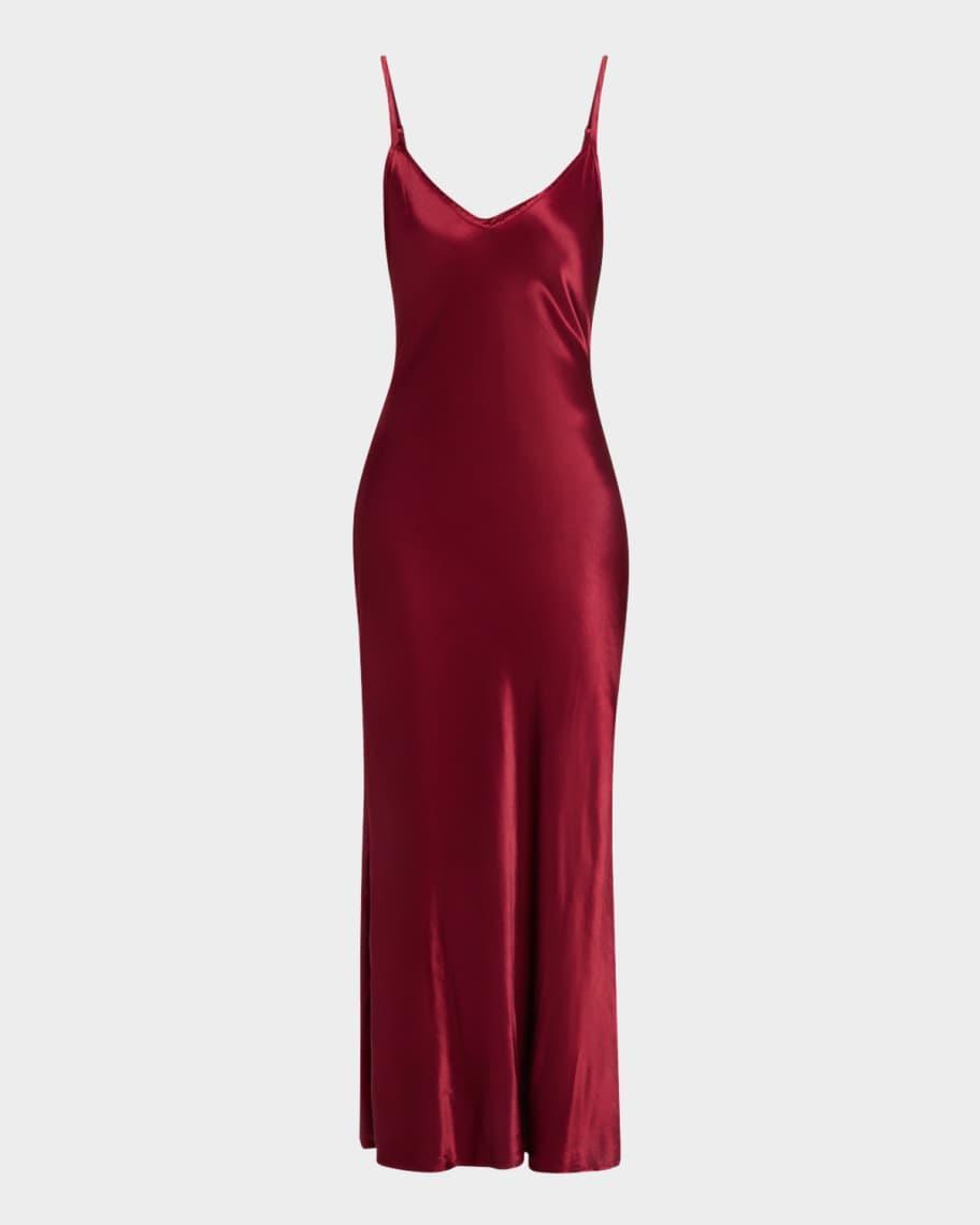 Bias-Cut Satin Slip Dress Product Image