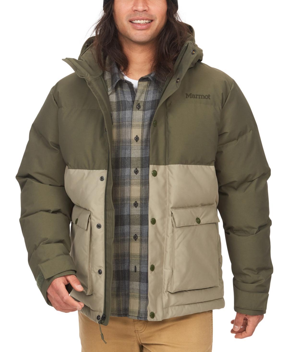 Marmot Mens Fordham Colorblocked Quilted Full-Zip Down Jacket with Zip-Off Hood - Nori Product Image