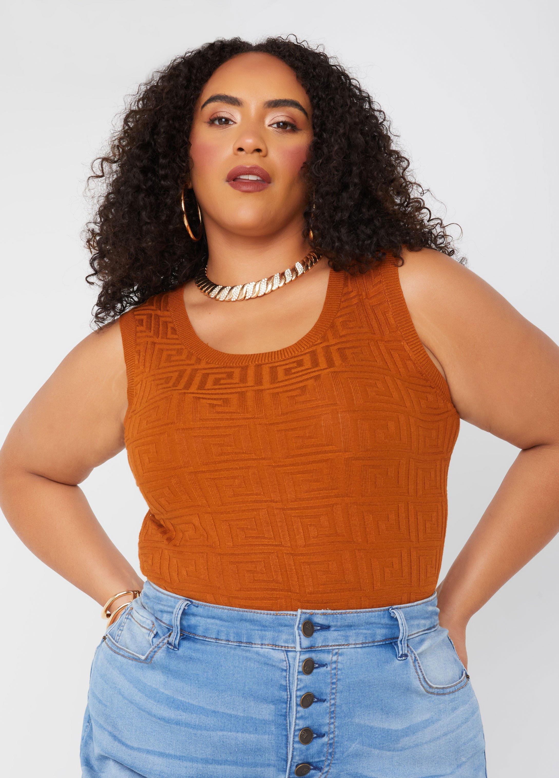 Plus Size Geo Jacquard Bodysuit, - Ashley Stewart Product Image