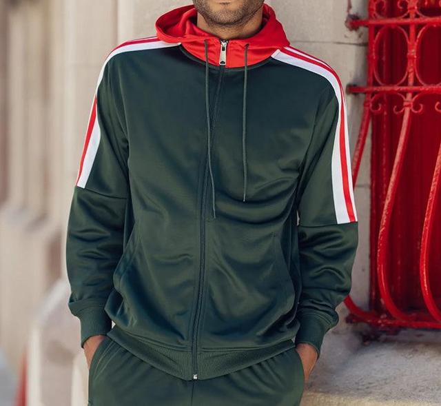 Men's Track Suit with Hood in Hunter Green Male Product Image