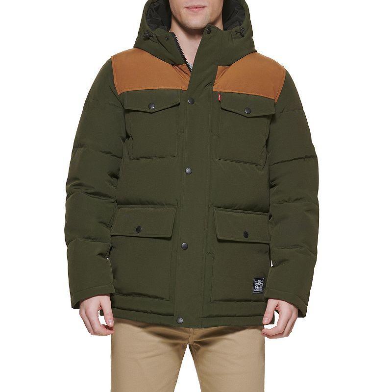 Mens Levis Four Pocket Hooded Parka Green Product Image