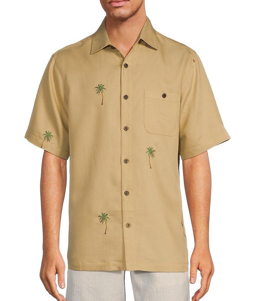 Caribbean Relaxed Fit Khaki Palm Valley Short Sleeve Woven Shirt Product Image