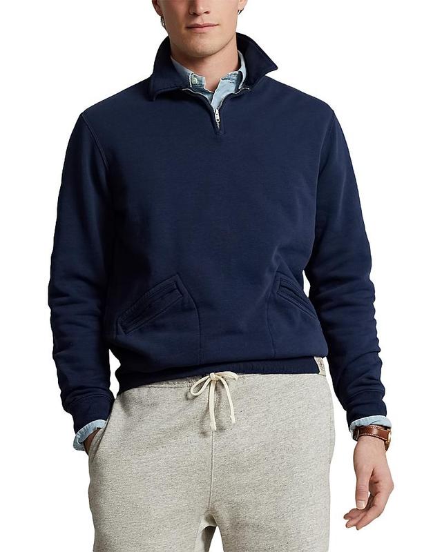 Mens Half-Zip Fleece Long-Sleeve Polo Sweatshirt Product Image