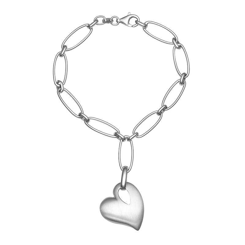 Sterling Silver Heart Charm Bracelet, Womens Silver Tone Product Image