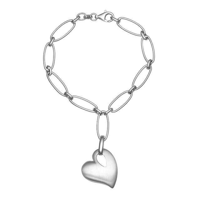 Sterling Silver Heart Charm Bracelet, Womens Silver Tone Product Image