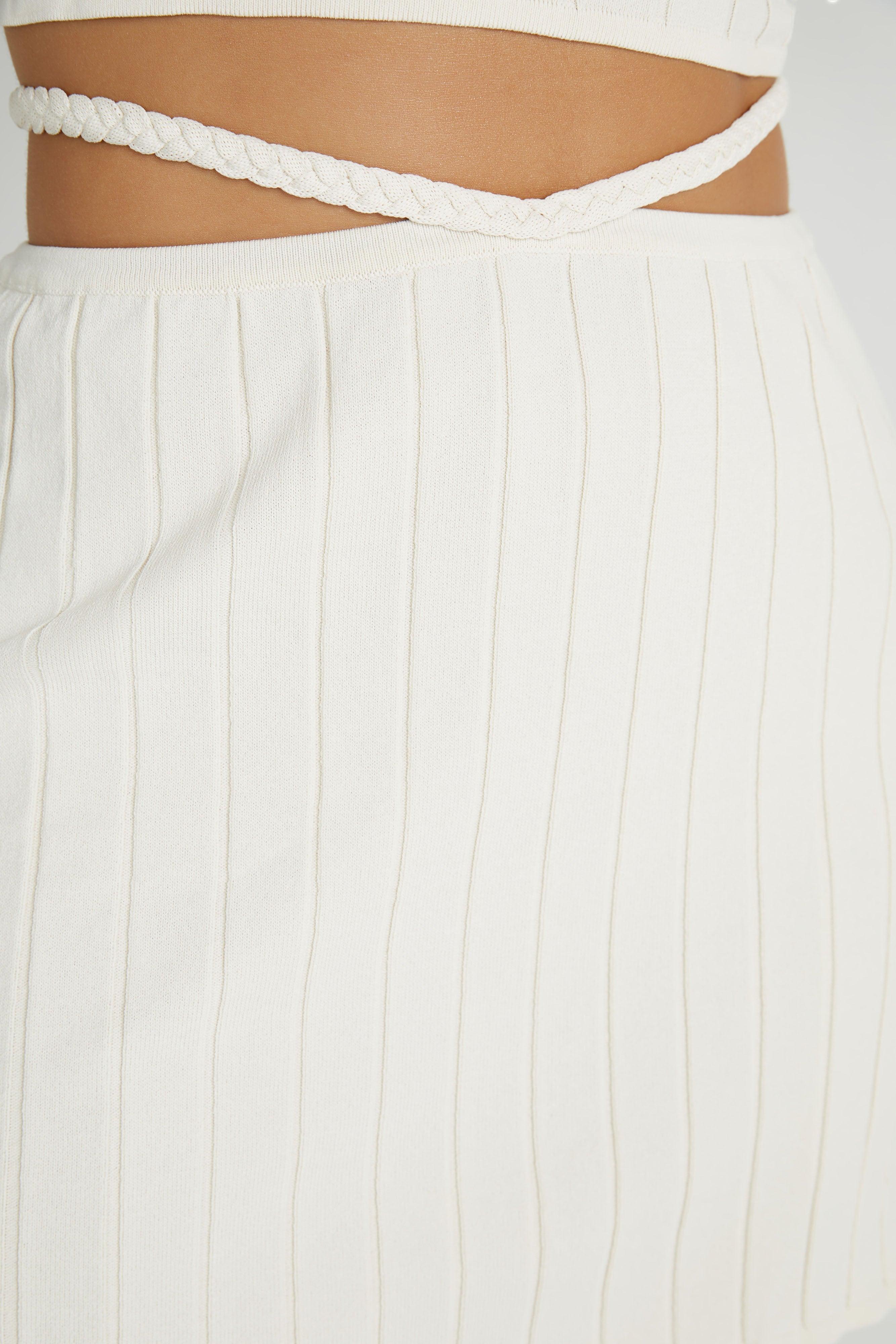 Celine A-Line Extreme Rib Mini Skirt - Ivory Product Image